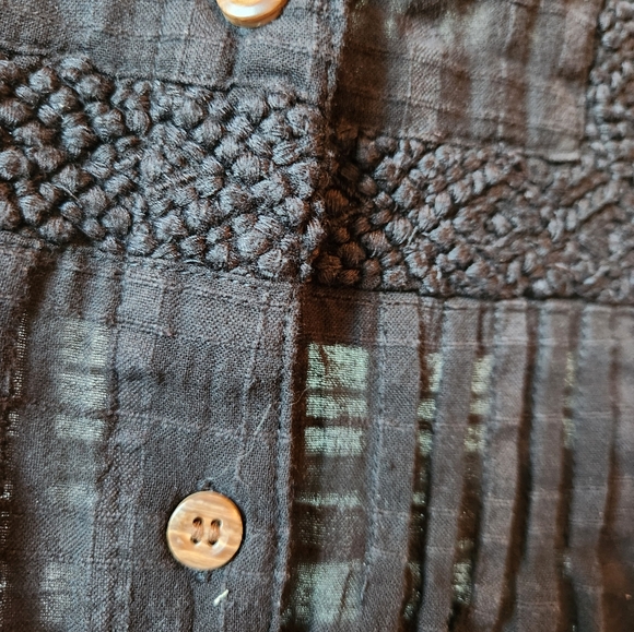 Prana Lucie Cotton Short Sleeve Button Up Embroidered Panel Top - Size Small - Picture 9 of 9